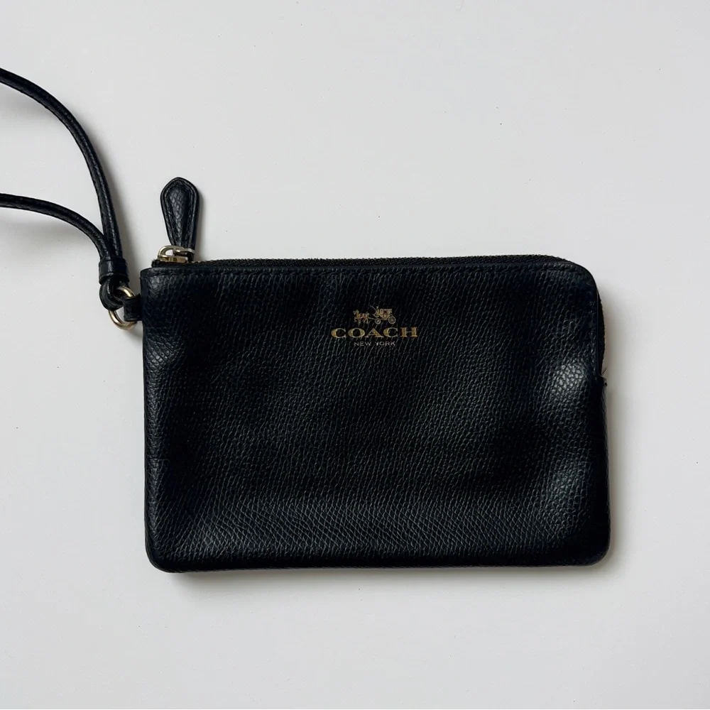Coach Black Pebbled Leather Wristlet